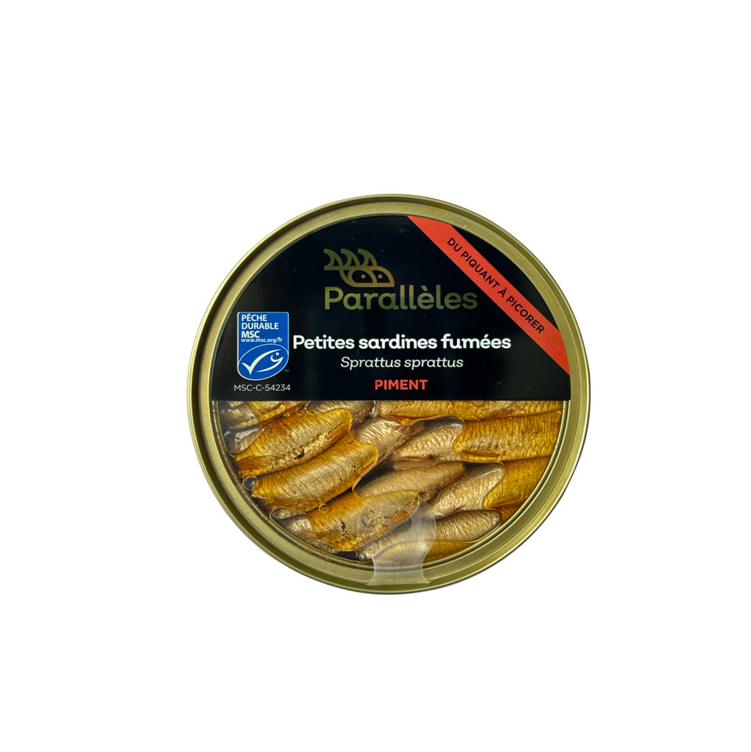 Petites sardines (Sprats) fumées MSC au piment