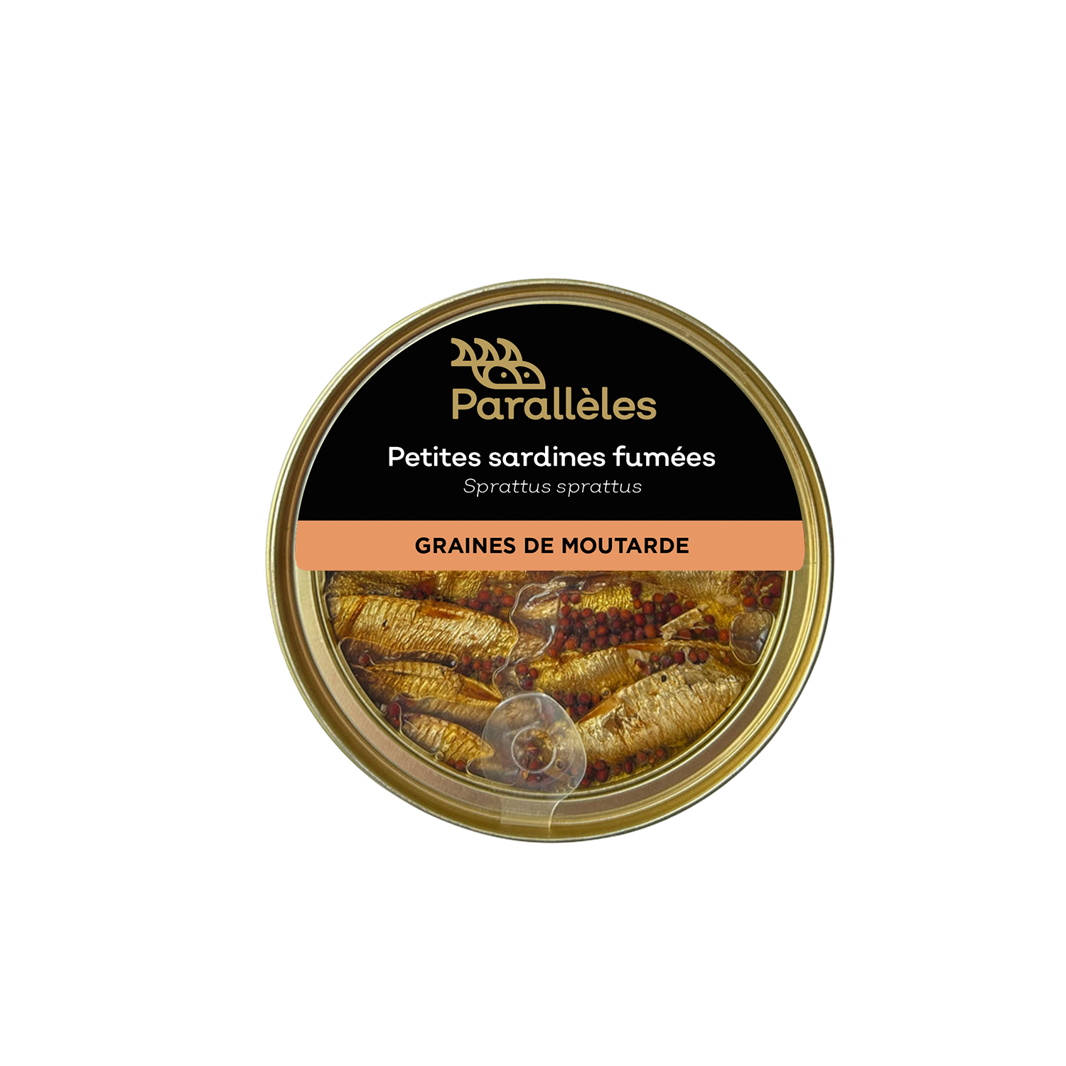Petites sardines (Sprats) fumées à l'huile de colza et aux graines de moutardes