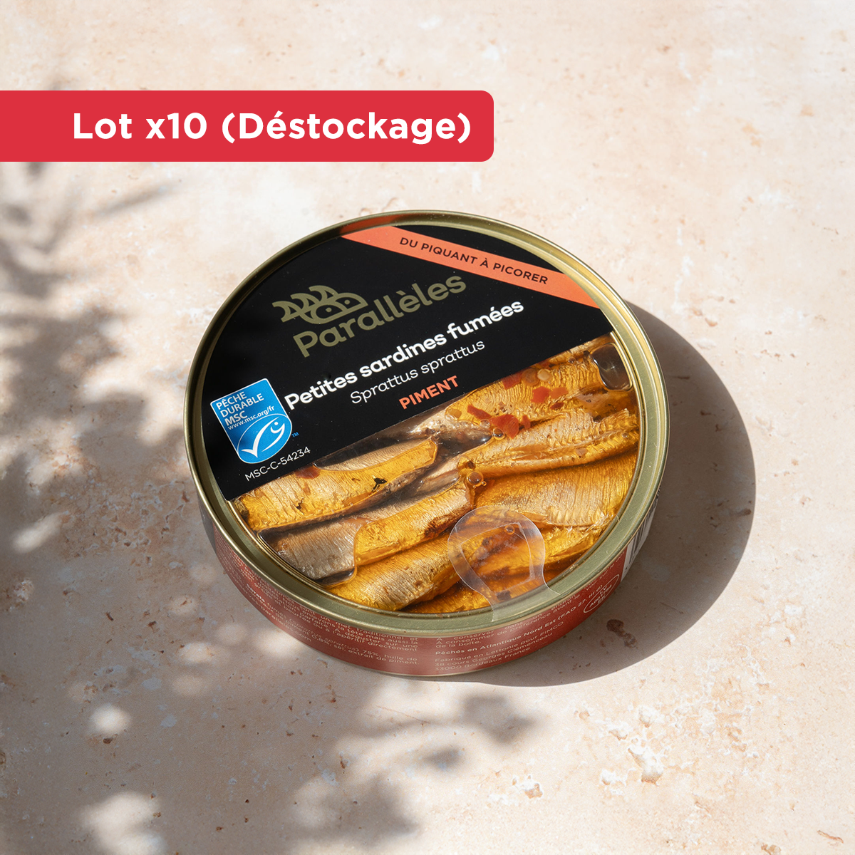 DÉSTOCKAGE lot x10 - Petites sardines (sprats) fumées MSC, huile de colza et au piment