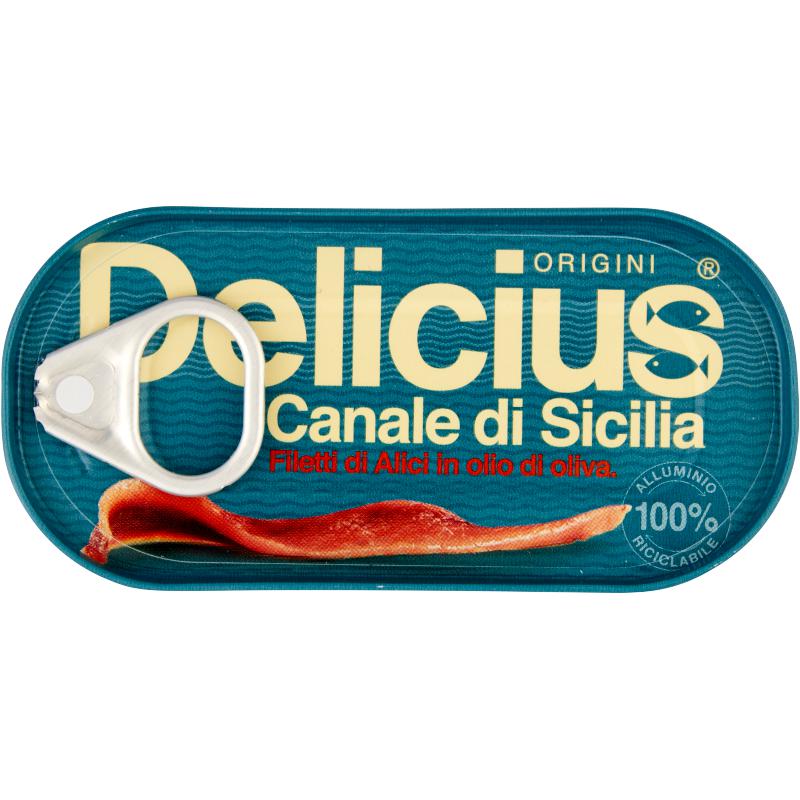 Delicius - Filets d'Anchois du Canal de Sicile à l'huile d'olive - Conserves Parallèles 