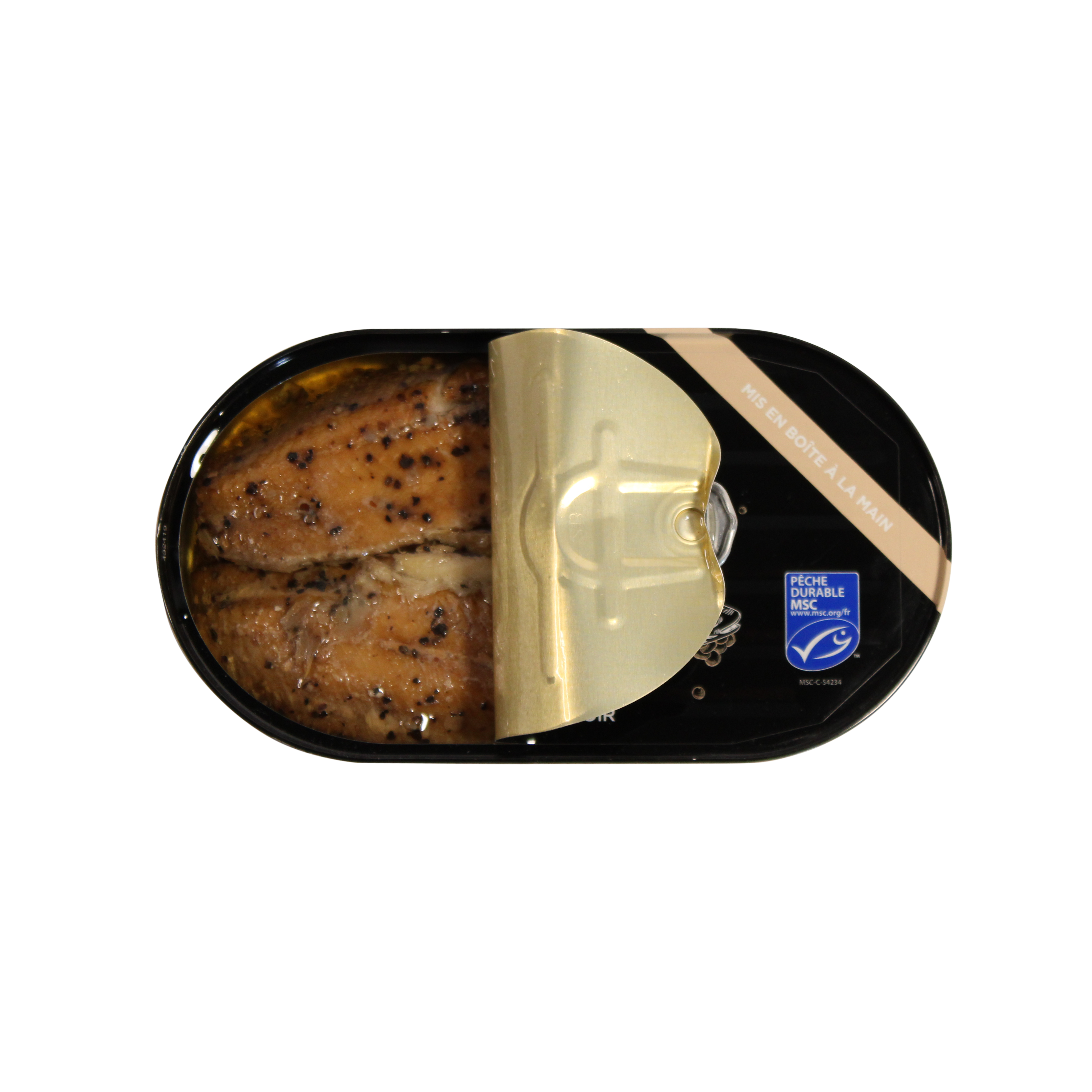 Filets de hareng fumés à l'huile de tournesol et au poivre noir - MSC-190g - Conserves Parallèles 